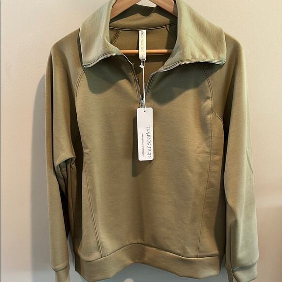 Dear Scarlett Large Sage Green Hamptons Quarter Zip Pullover NWT - Picture 4 of 11